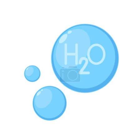 Eau H2O Vecteur isolé. Pour la décoration des cosmétiques à l'oxygène. Concept d'écologie et de biochimie. sur fond blanc.