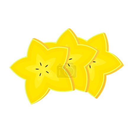 Carambole étoile vecteur de fruits. Carambola star fruit dans un style plat. Illustration vectorielle isolée sur fond blanc.
