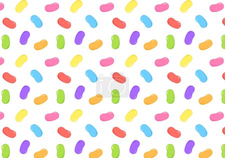 Jellybeans isolated on white background, close up. Jellybeans pattern.
