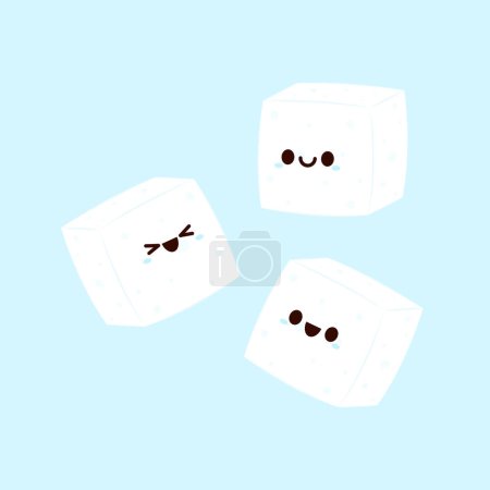 Sugar bar for Cafe concept vector illustration. Sugar cube stack. Sugar cube cartoon vector.