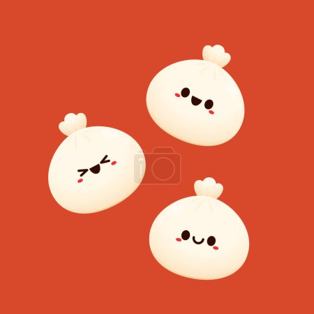 Diseño de caracteres de albóndigas chinas. Las albóndigas chinas son comida china. Bao dibujos animados.