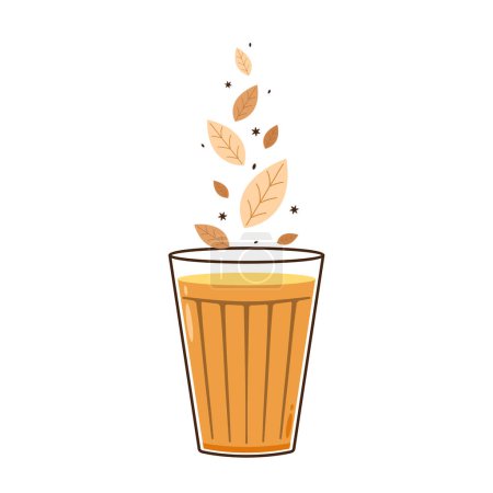 Illustration for Indian hot drink vector. Indian chai icon. Chai is Indian drink. Kerala tea shop illustration vector eps. Indian Kerala roadside. Kerala tea shop line drawing. Kerala Old. - Royalty Free Image