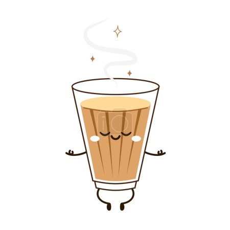 Illustration for Indian hot drink vector. Indian chai icon. Chai is Indian drink. Kerala tea shop illustration vector eps. Indian Kerala roadside. Kerala tea shop line drawing. Kerala Old. - Royalty Free Image