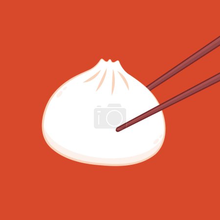 China Steam Bun vector de ilustración. Ilustración del vector alimenticio asiático. Baozi o bao es comida china.