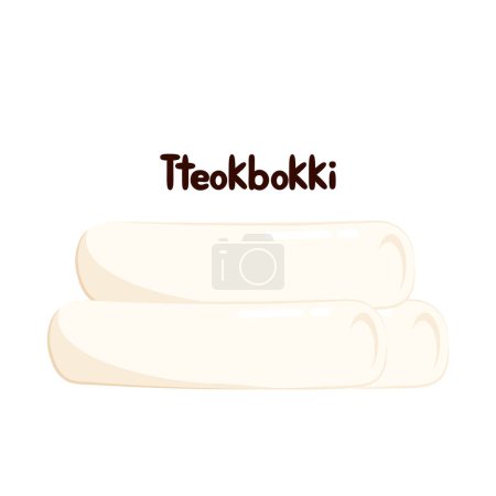 Bonita caricatura de fideos Tteokbokki. Comida callejera coreana. salchicha logo vector simple. Tteokbokki es comida coreana..