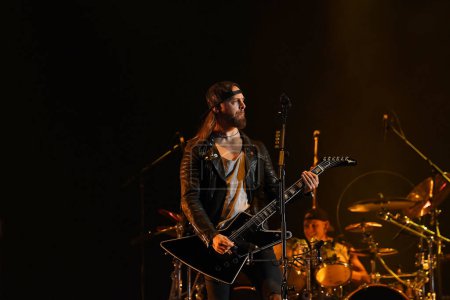 Téléchargez les photos : Rio de Janeiro, 2 septembre 2022.Le chanteur et guitariste Matt Tuck du groupe de heavy metal Bullet for May Valentine, lors d'un concert au Rock à Rio 2022, dans la ville de Rio de Janeiro. - en image libre de droit
