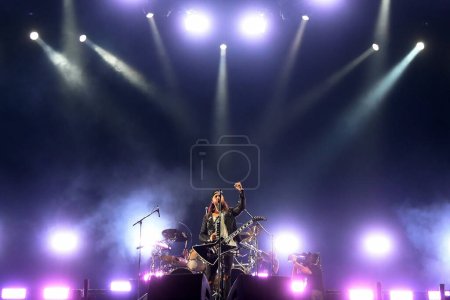 Foto de Rio de Janeiro, 2 de septiembre de 2022.El vocalista y guitarrista Matt Tuck de la banda de heavy metal Bullet for May Valentine, durante un concierto en Rock in Rio 2022, en la ciudad de Rio de Janeiro. - Imagen libre de derechos