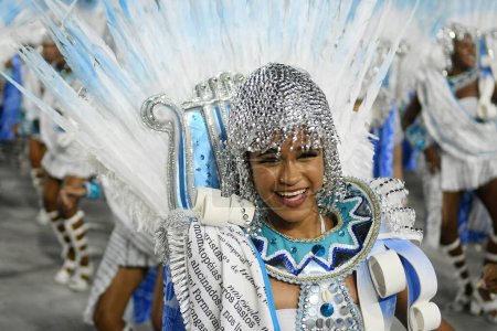 Photo for Rio de Janeiro, Brazil,April 23, 2022. Parade of the samba school Beija Flor de Nilopolis, during the carnival of the city of Rio de Janeiro. - Royalty Free Image
