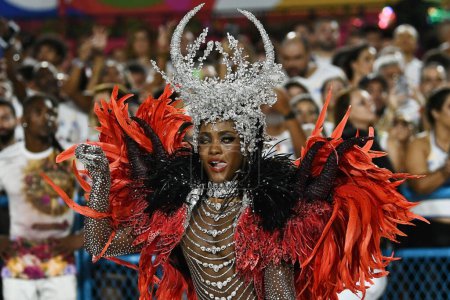 Photo for Rio de Janeiro, Brazil, February 26, 2023. Parade of the samba schools during the carnival in the city of Rio de Janeiro - Royalty Free Image
