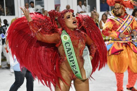 Photo for Rio de Janeiro, Brazil, February 26, 2023. Parade of the samba schools during the carnival in the city of Rio de Janeiro - Royalty Free Image