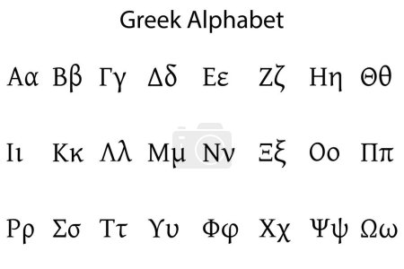 Schrift mit griechischem Alphabet. Typografie-Design. Vektorillustration. Aktienbild. EPS 10.