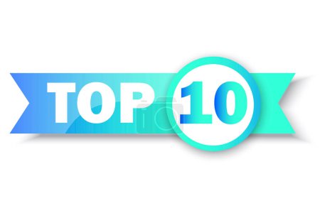Top 10 rating banner. Circle and ribbon. Sale label. Business concept. Logo template. Vector illustration. stock image. EPS 10.