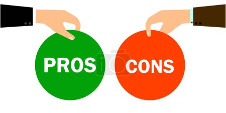 Illustration for Pros cons in flat style. Check mark icon. Vector illustration. EPS 10. - Royalty Free Image