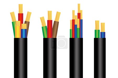 Illustration for Colorful electrical cable three wires. Technology background. Vector illustration. EPS 10. - Royalty Free Image