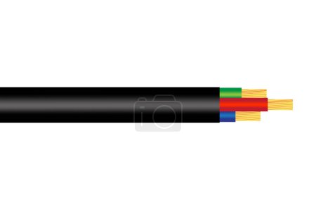 Ilustración de Cable eléctrico colorido tres cables. Experiencia tecnológica. Ilustración vectorial. EPS 10. - Imagen libre de derechos
