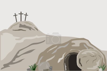 Ilustración de Piedra cueva de Pascua. Ilustración vectorial. EPS 10. - Imagen libre de derechos