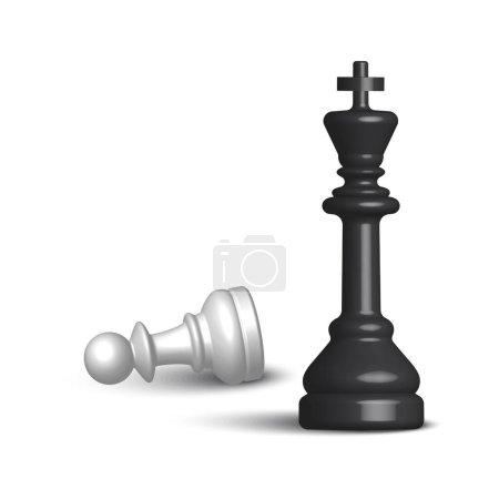 Illustration for Chessmen. The king has defeated the pawn. The pawn lies. Vector illustration. EPS 10. - Royalty Free Image