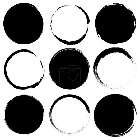Illustration for Black circles. Brush round shapes. Black graphic elements for product design, banners and buttons. Vector illustration. EPS 10. Stock image. - Royalty Free Image