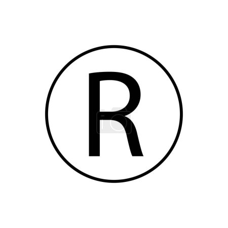 Signo de copyright registrado. Marca R círculo redondo icono. Ilustración vectorial. EPS 10. Imagen de stock.