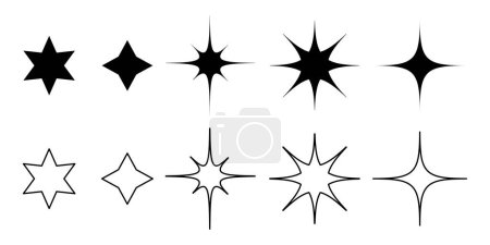 Téléchargez les illustrations : Icônes étoiles. Collection d'étoiles. Des étoiles noires. Illustration vectorielle Illustration vectorielle. SPE 10. Image de stock. - en licence libre de droit
