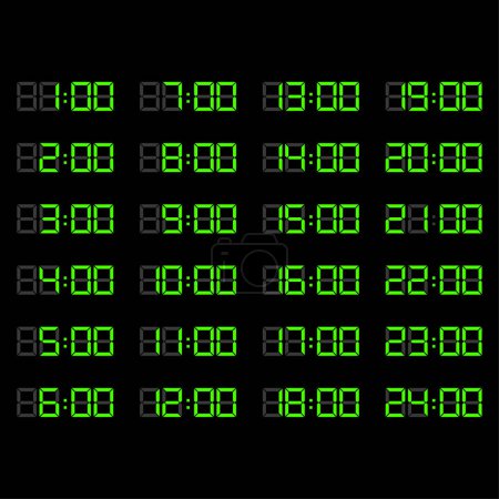 Illustration for Fashionable green digital alarm clock set. Vector illustration. EPS 10. Stock image. - Royalty Free Image