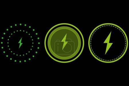 Illustration for Wireless charger logo. Wireless charger sign with lightning and waves. Inductive dock station for charging different devices. Vector illustration. EPS 10. Stock image. - Royalty Free Image