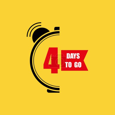 4 day to go last countdown. 4 day only. Four day go sale price offer promo deal timer. Vector illustration. EPS 10. Stock image.
