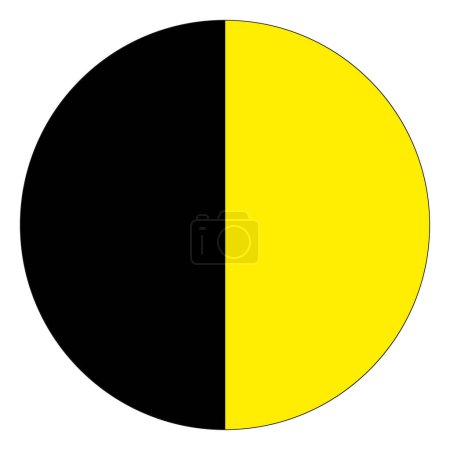 Représentation symbolique de la création de jour et de nuit. Un cercle divisé en noir et jaune. Illustration vectorielle. SPE 10. Image de stock.