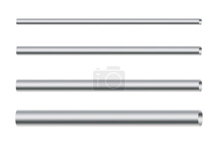 Illustration for Silver rods aligned. Reflective metallic finish. Varied lengths visible. Vector illustration. EPS 10. Stock image. - Royalty Free Image