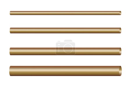 Illustration for Golden rods in line. Polished metallic texture. Gradient cylindrical sizes. Vector illustration. EPS 10. Stock image. - Royalty Free Image