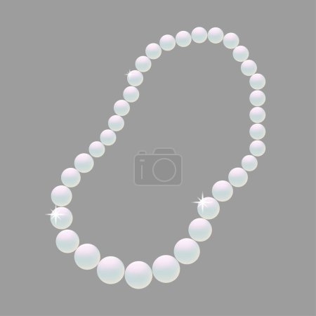 Elegant Pearl Necklace on Grey Background. EPS 10. Stock image.