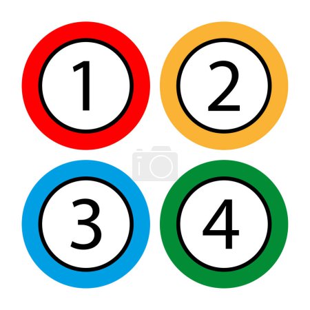 Numbered Colorful Circles 1 to 4. EPS 10. Stock image.