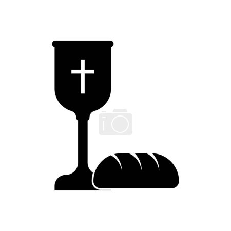 Sacramental bread and chalice silhouette. Vector Illustration. EPS 10. Stock Image