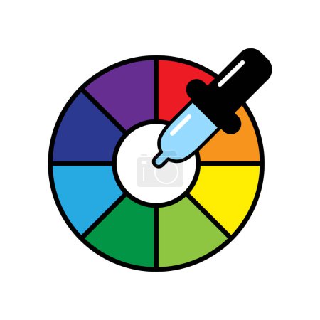 Farbrad mit Pipette. Digitales Farbauswahlwerkzeug. Grafische Gestaltung unerlässlich. Vektorillustration. EPS 10. Archivbild