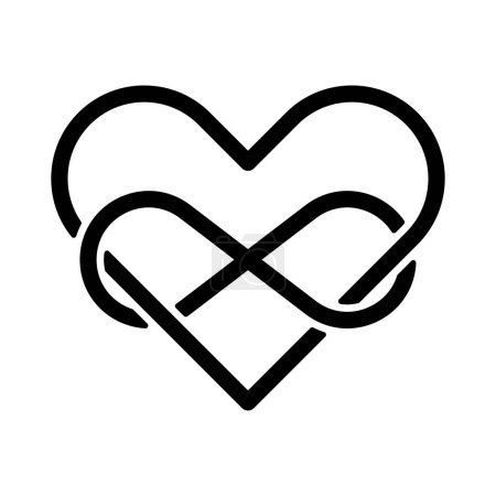 Concepto de amor infinito. Símbolo de afecto eterno. Signo del corazón infinito. Un emblema de amor sin fin. Ilustración vectorial. EPS 10. Imagen de stock.
