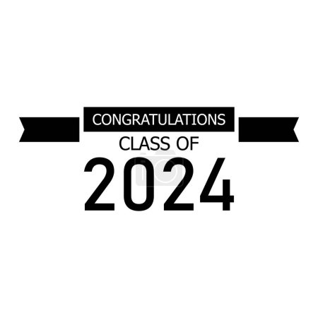 Congratulations banner. Class of 2024. Graduation event. Academic success. Vector illustration. EPS 10. Stock image