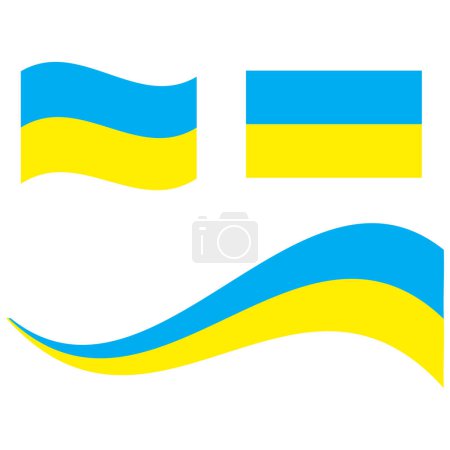 Drapeau ukrainien sous différentes formes et mouvements. Symbole national. Illustration vectorielle. SPE 10. Image de stock.