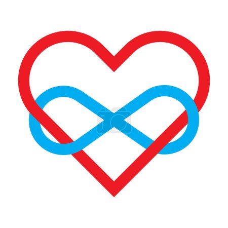Infinity heart symbol intertwining. Love and eternity concept. Vector illustration. EPS 10. Stock image.