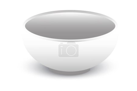 Illustration for Wide rimmed white bowl. Modern kitchenware object. Smooth shadow reflection. Vector illustration. EPS 10. Stock image - Royalty Free Image