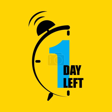 Final countdown with alarm clock showing 1 day left. Urgent deadline concept. Vector illustration. EPS 10. Stock image.