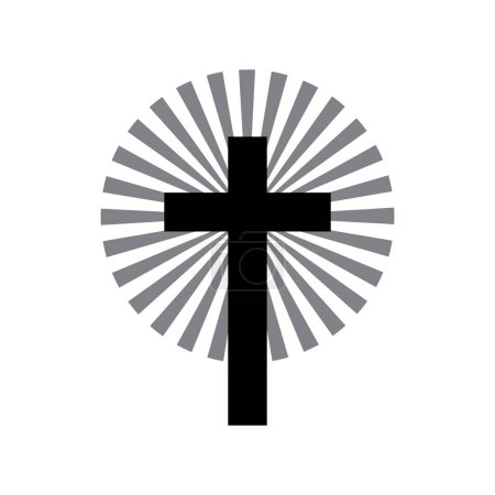 Christliches Kreuz mit strahlenden Balken. Symbol des Glaubens und der Hoffnung. Vektorillustration. EPS 10. Archivbild.