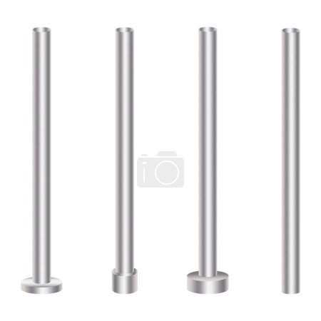 Illustration for Metal poles set. Vertical alignment. Industrial design. Vector rods. EPS 10. - Royalty Free Image