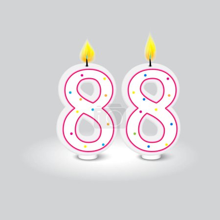 Birthday candles icon. Number eighty eight. Colorful dotted. Vector illustration. EPS 10.