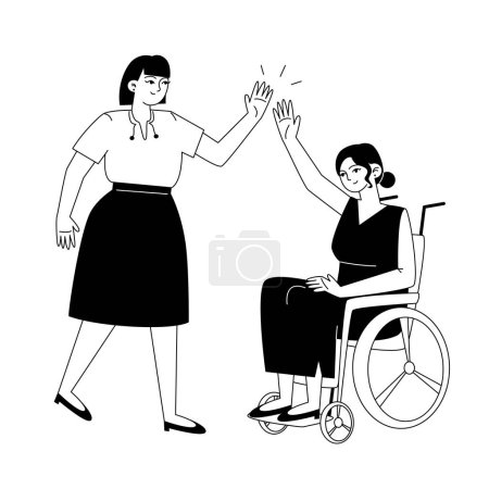 A women give five each other a high five