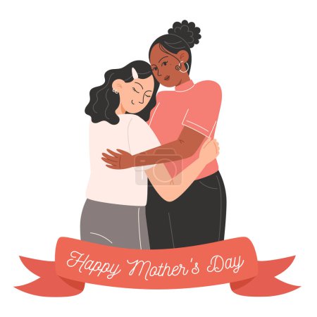 Mother's day card, mom and daughter