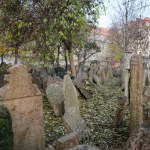 Old Jewish Cemetery Prague in Czech Republic in late autumn. Defocused. High quality photo