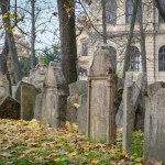 Old Jewish Cemetery Prague in Czech Republic in late autumn. Defocused. High quality photo