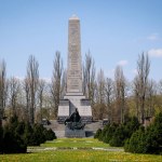 Berlin, Germany - April 21, 2023: The Soviet war memorial in Schonholzer Heide, Pankow, where 13,200 Soviet soldiers who fell during the Battle of Berlin were buried. High quality photo