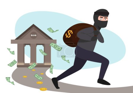 Le voleur a essayé de s'échapper avec un sac d'argent d'un vol de banque. Portrait d'un voleur