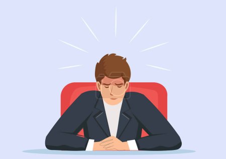 A young man is stressed. and suffering from depression. Vector illustration